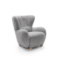 SESSEL MIST, Polstersessel Klassisch Loungesessel, Bucle-Stoff Grau - Grau, Holz/Holzwerkstoff (88/91/100cm) - MASSENO