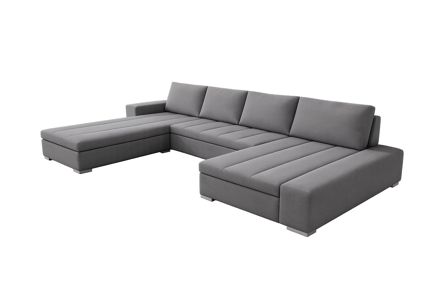 WOHNLANDSCHAFT VERONA U-Form mit Schlaffunktion, Bettkasten und Wellenfederung – Großzügiges Ecksofa 387 cm - Hellgrau, Kunststoff (387/85/213cm) - Wohnideebilder