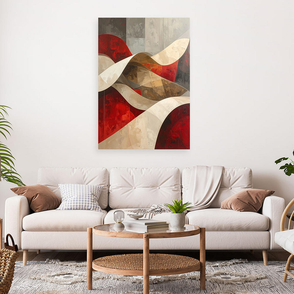 LEINWANDBILD 3D und geometrisch 80x120cm - Rot, Textil (80/120cm) - Feeby