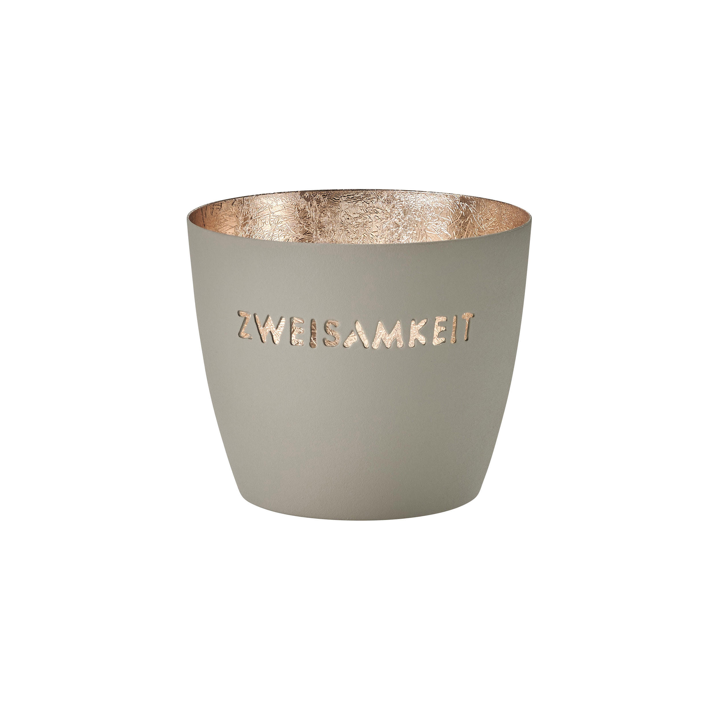TEELICHTHALTER Madras Zweisamkeit M, Eisen, Flannel, Gold, 8.5 cm - Beige, Metall (8cm) - Gift Company