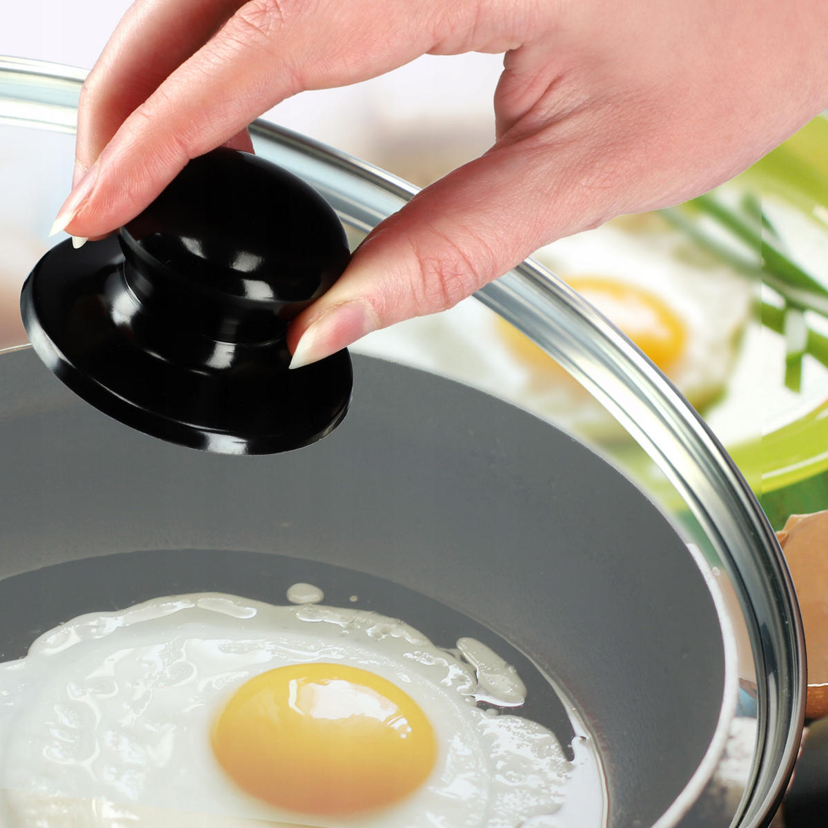 DECKEL mit schwarzem Griff, 30 cm, 1 Stück - Transparent, Glas/Kunststoff (30cm) - KADAX