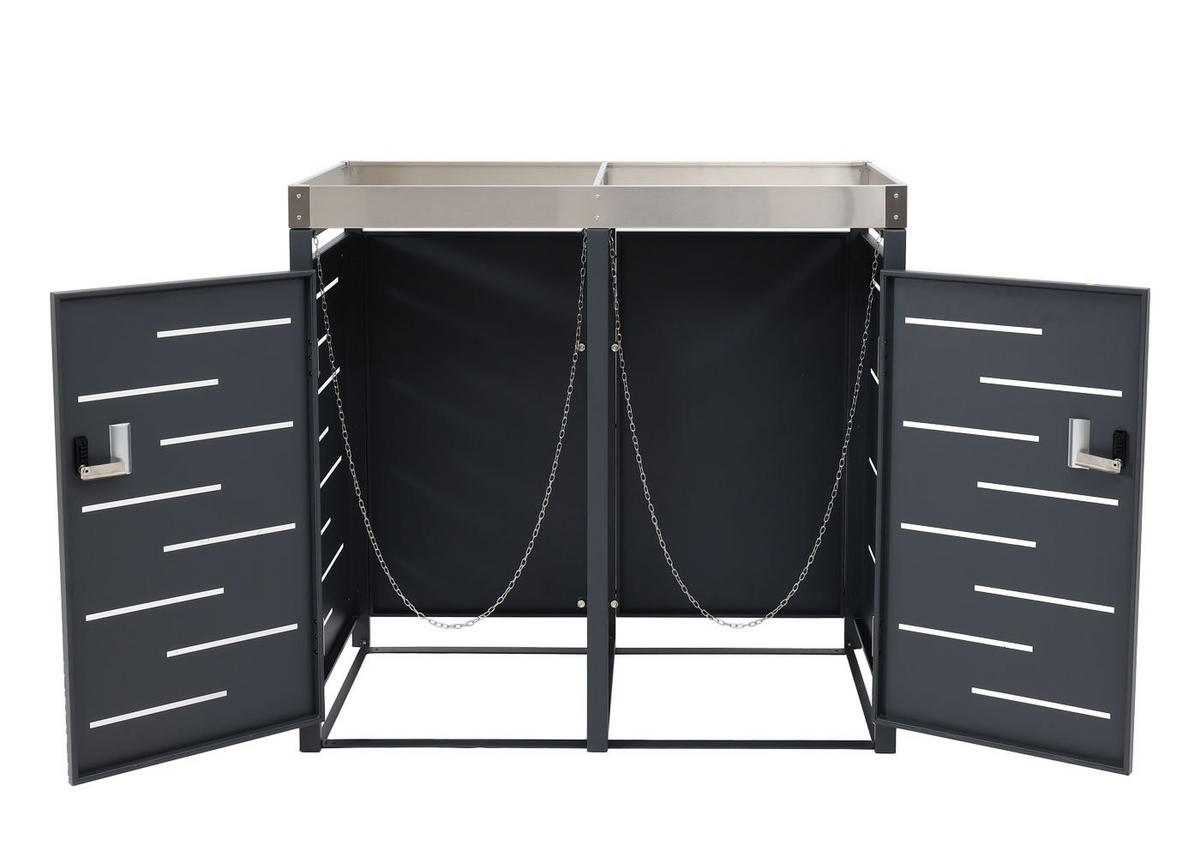 MÜLLTONNENBOX 2er 110x115x62cm 80-240 Liter - Anthrazit, Metall (115/110/62cm) - PROREGAL