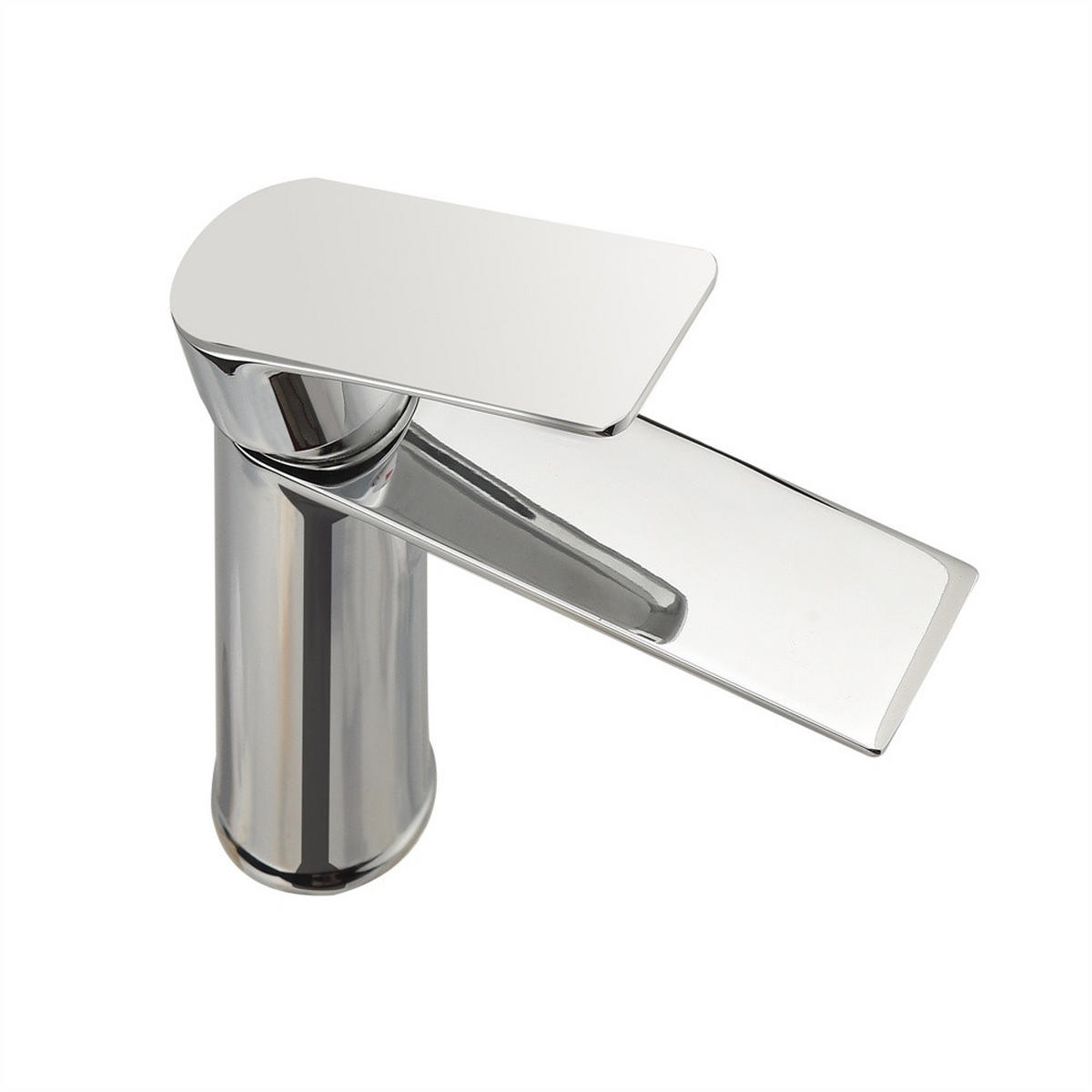 WASSERHAHN Bad -Waschtischarmatur flaches Design Mischbatterie für Kalt- und Warmwasser Edelstahl - Silberfarben, Metall (14.5/17/4.5cm) - DELFA