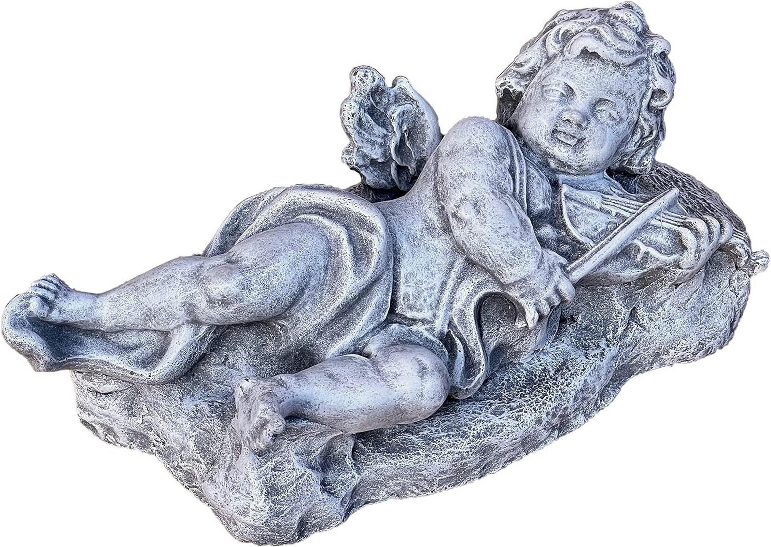 STEINFIGUR Engel liegend mit Violine Geige frostsicher Steinguss - Grau, Stein (31/12/15cm) - stoneandstyle
