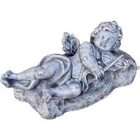 STEINFIGUR Engel liegend mit Violine Geige frostsicher Steinguss - Grau, Stein (31/12/15cm) - stoneandstyle