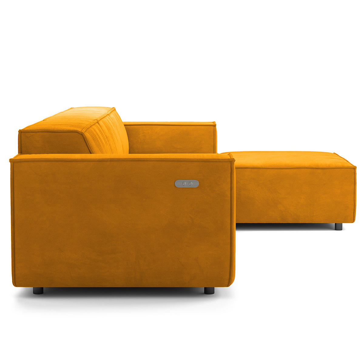 ECKSOFA mit Longchair - Gelb/Schwarz, Kunststoff/Textil (294/177cm) - home24