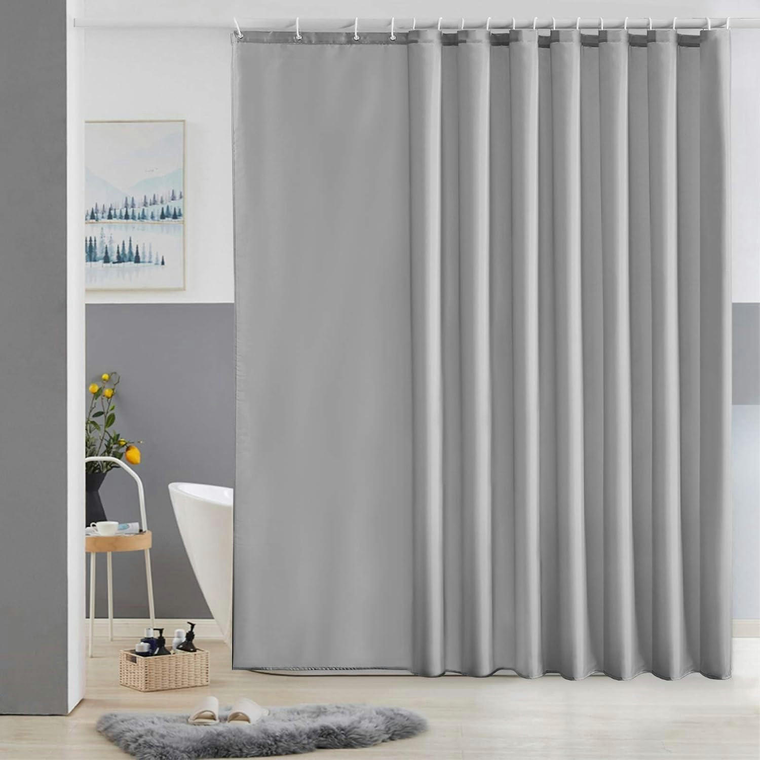 DUSCHVORHANG Überlänge Grau 275 x 180 cm - Grau, Textil (72/108cm)