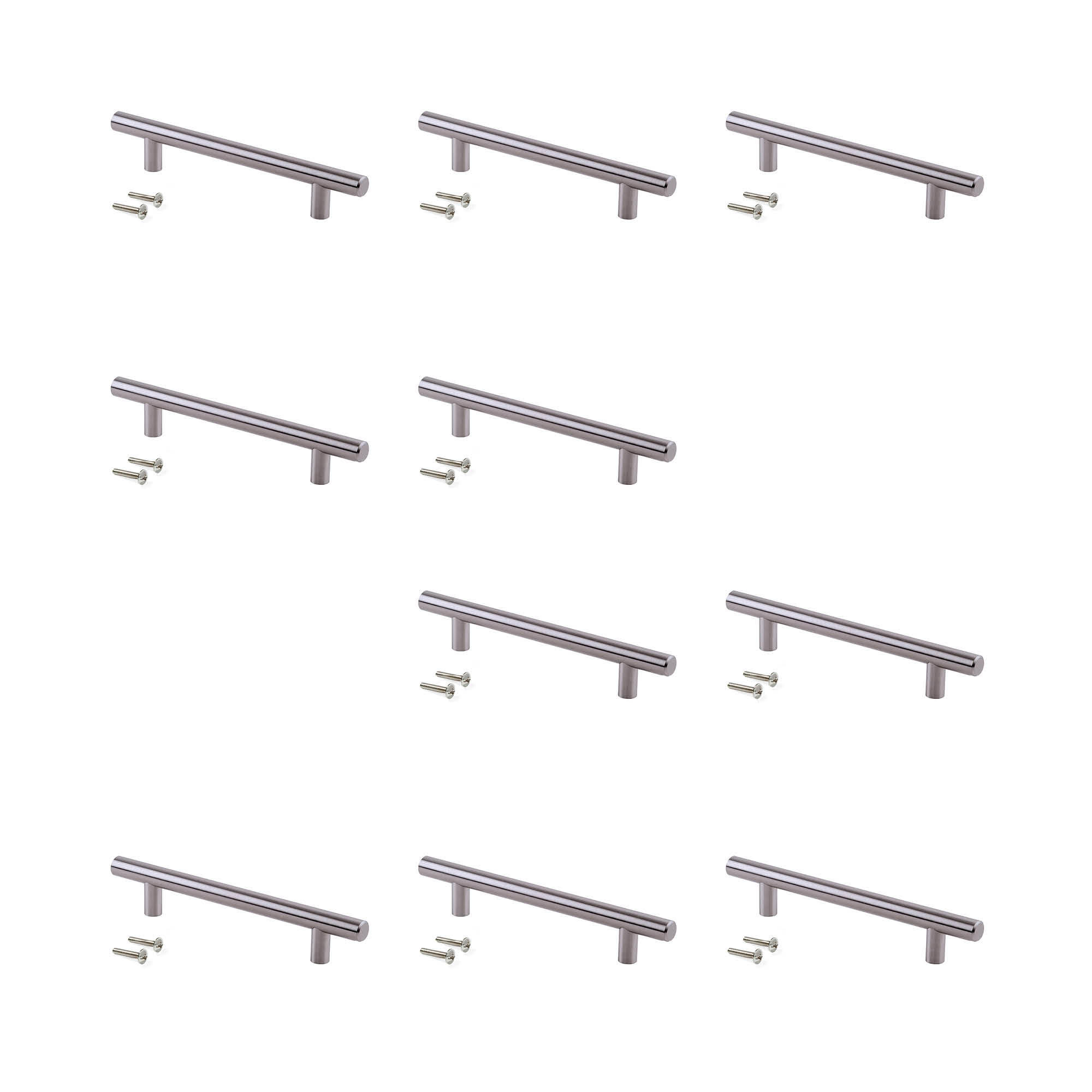 MÖBELGRIFFE Orlando, L528mm, 448mm Achsenabstand, Stahl, Nickel satiniert 10er-set - Silberfarben, Metall (1.2/4/52.8cm) - EMUCA