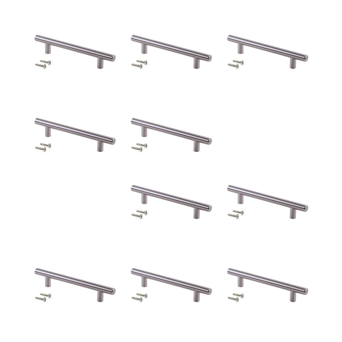 MÖBELGRIFFE Orlando, L528mm, 448mm Achsenabstand, Stahl, Nickel satiniert 10er-set - Silberfarben, Metall (1.2/4/52.8cm) - EMUCA