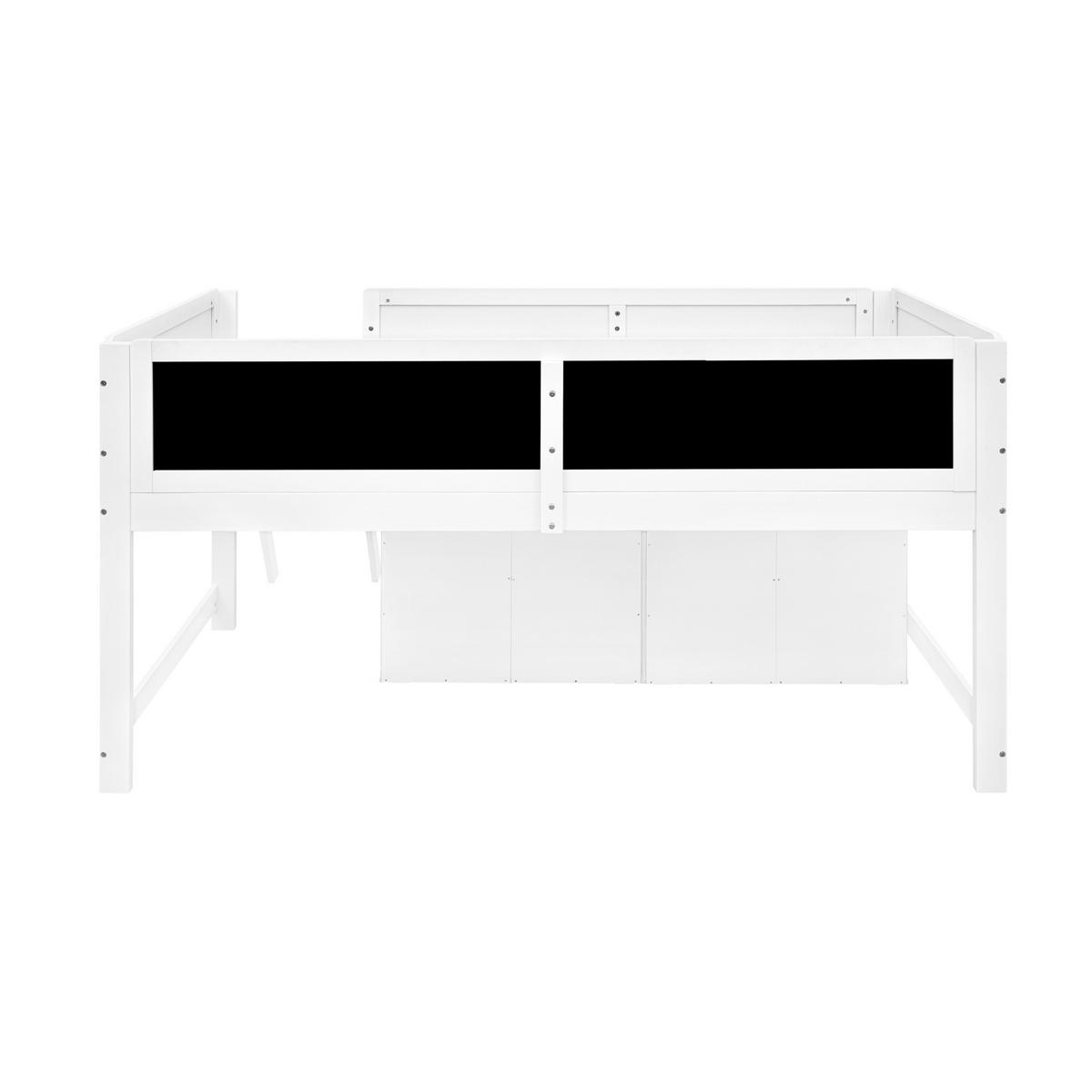 HOCHBETT 90/200 cm DE-02326, in Weiß, mit doppeltürigen Stauschränken und Maltafel - Weiß, Holz/Holzwerkstoff (90/200cm) - ComfortXL