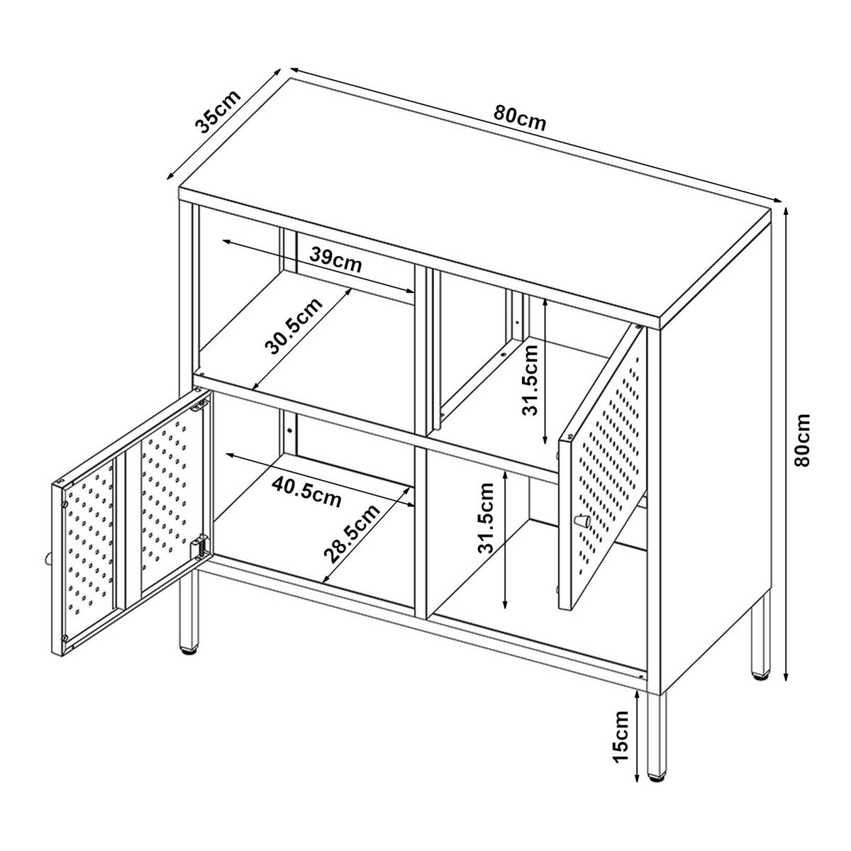 SIDEBOARD Janakkala - Schwarz, Metall (80/80/35cm) - [en.casa]