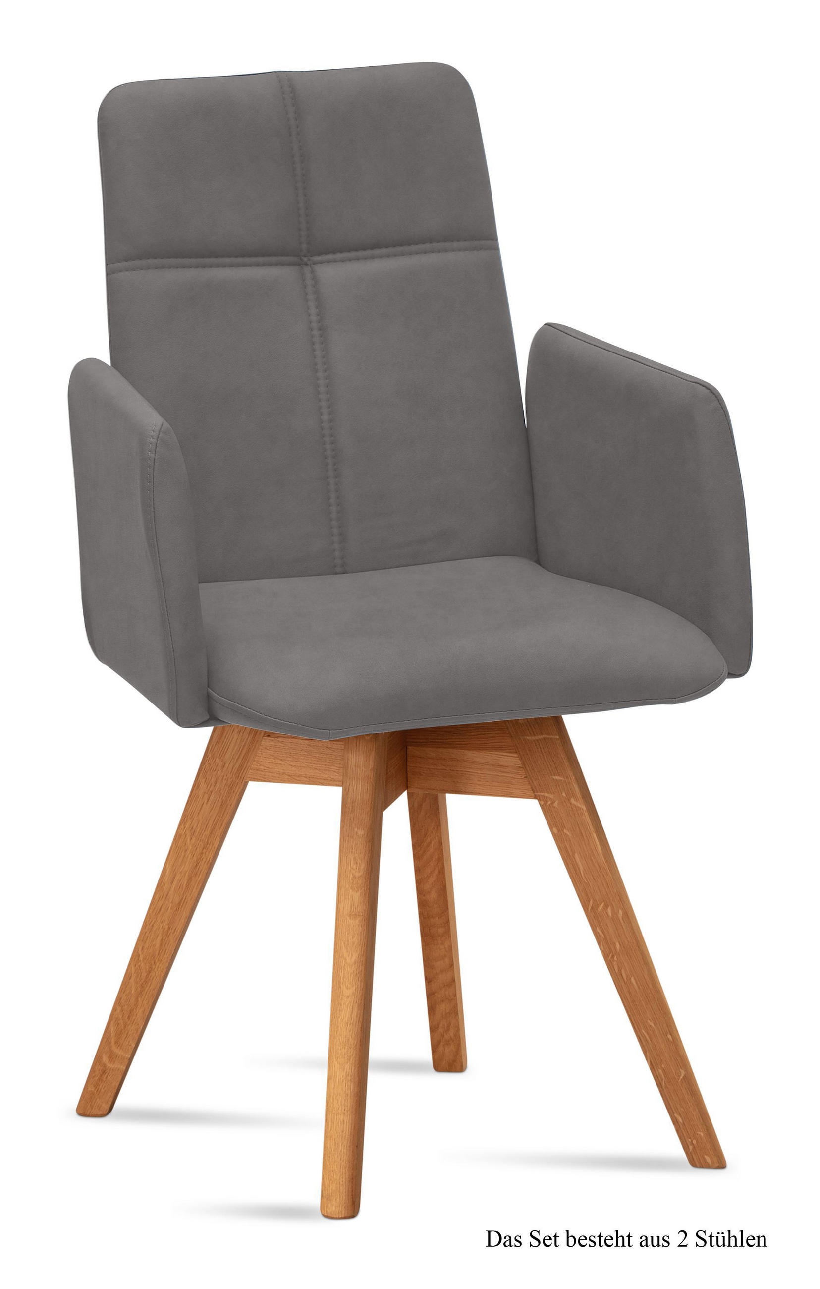 ARMLEHNSTUHL drehbar (2er-Set) Dorey 52x92x60 Eiche geölt/Grau - Eichefarben/Grau, Kunststoff (60/92/52cm) - 58aufmkessel