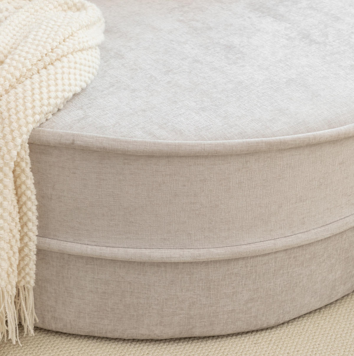 SESSEL aus Schaumstoff 121x107 cm Grau mit Ottomane und 5 Kissen, montagefrei - Grau, Kunststoff (163/66/121cm) - Modfu
