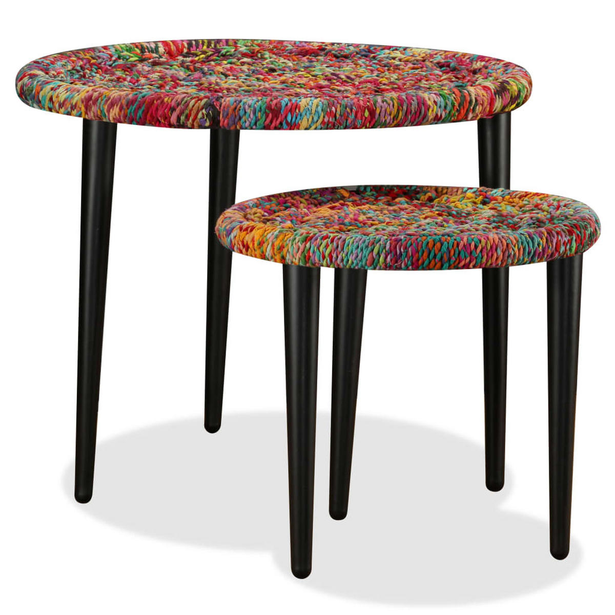 2-TLG. Couchtisch-Set Chindi-Details Mehrfarbig - Multicolor, Textil (59/59/47cm) - furnicato