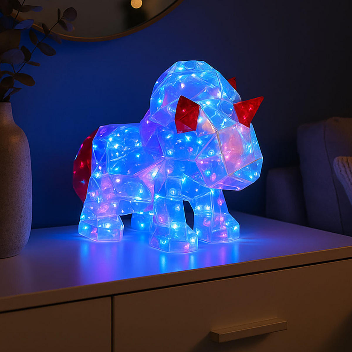 LED TISCHLEUCHTE Klar Kristalleffekt USB-Anschluss - Klar, Kunststoff (30/14/26cm) - Globo Lighting
