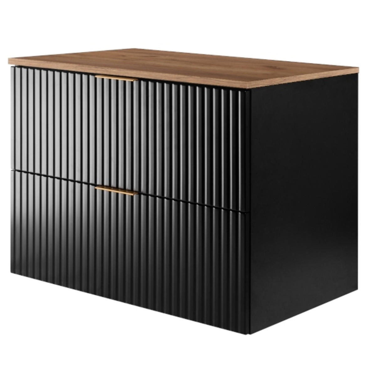 WASCHBECKUNTERSCHRANK FLOW + Platte Schwarz matt 80/57/46 cm - Schwarz, Holzwerkstoff (80/57/46cm) - Rodan