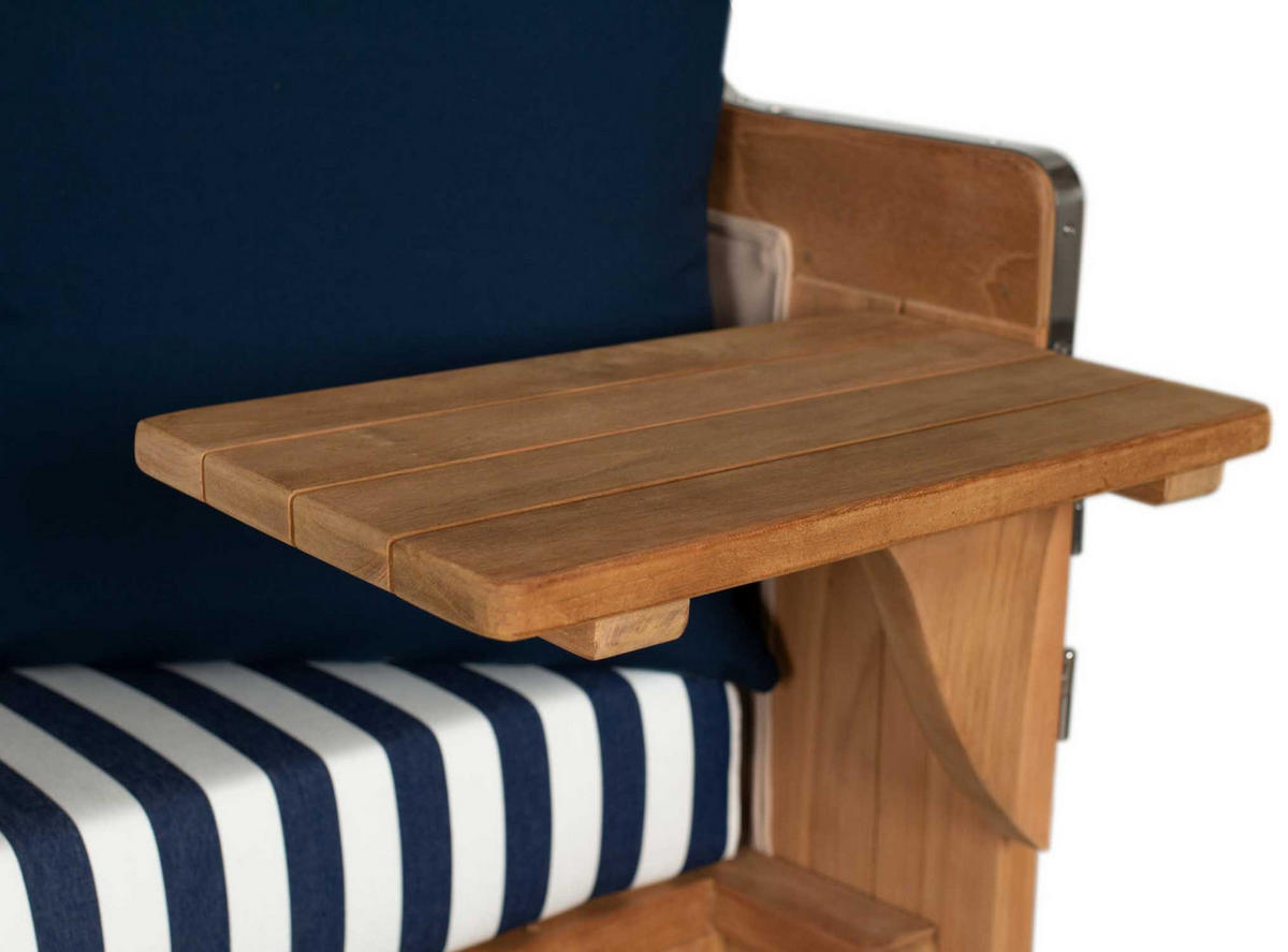 STRANDKORB XXL Düne Grande Teak Banana - Blau/Braun, Metall (142/170/95cm) - Mr. Deko