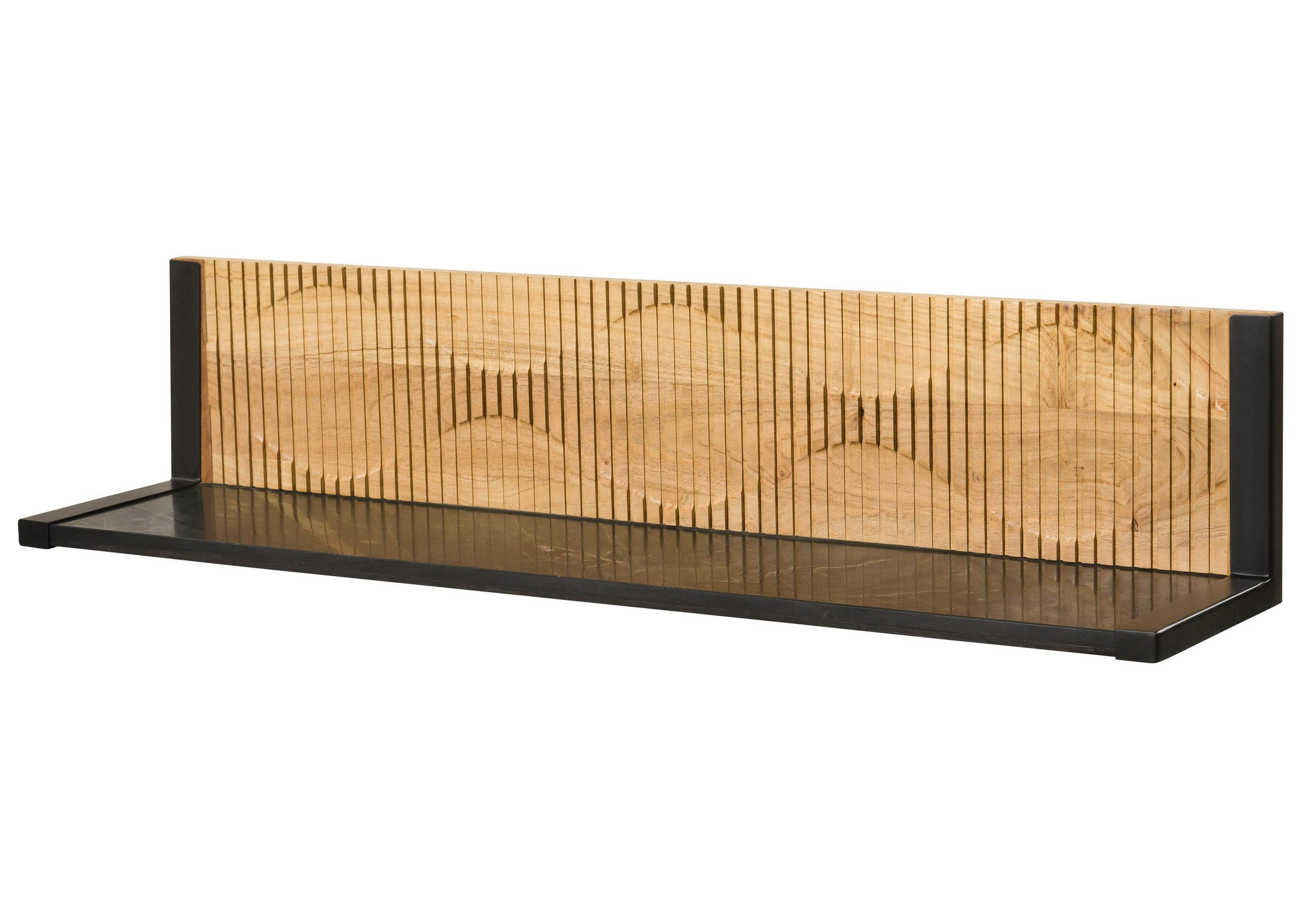 WANDREGAL Akazie 120x25x25 natur lackiert / Marmor schwarz LONDON #125 - Braun, Holz (120/25/25cm) - Massivmoebel24