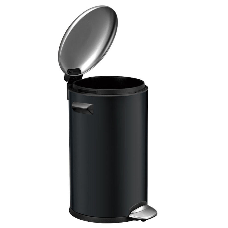 MÜLLEIMER Retro Mit Markanten Griffen und Kugelkappe 20 Liter 48,5 x 29,2 cm Kunststoff Inneneimer Schwarz - Schwarz, Metall (33.8/48.5/37.9cm) - PROREGAL