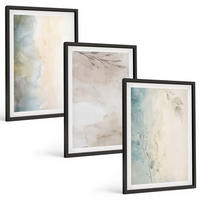 BILDER SET 3er Set - 40x60 cm Schwarzer Rahmen - Zarte Aquarellkartons - Schwarz, Kunststoff (40/60cm) - TULUP