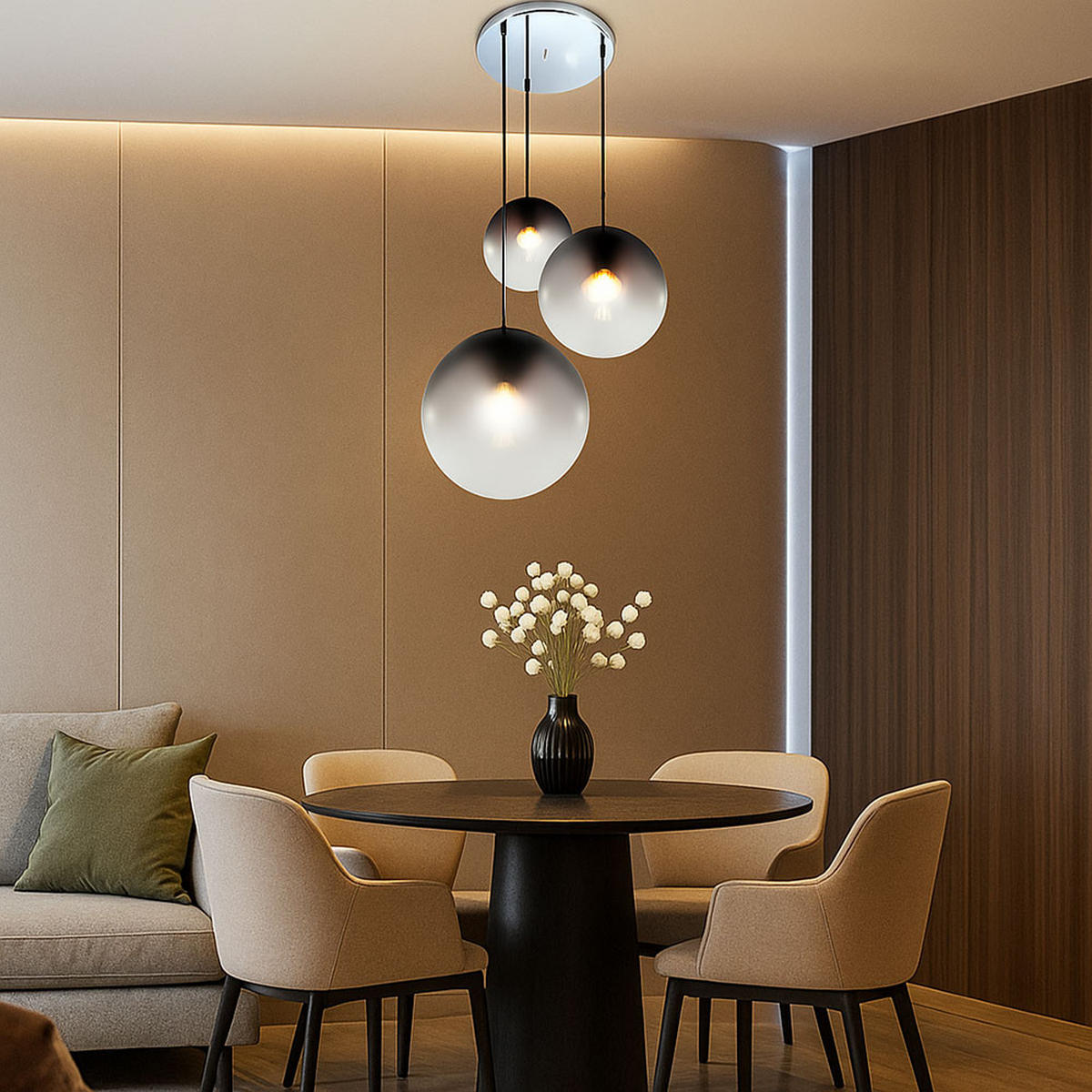 HÄNGELEUCHTE Chrom Rauchgrau Glas - Grau, Glas (51/51/120cm) - Globo Lighting