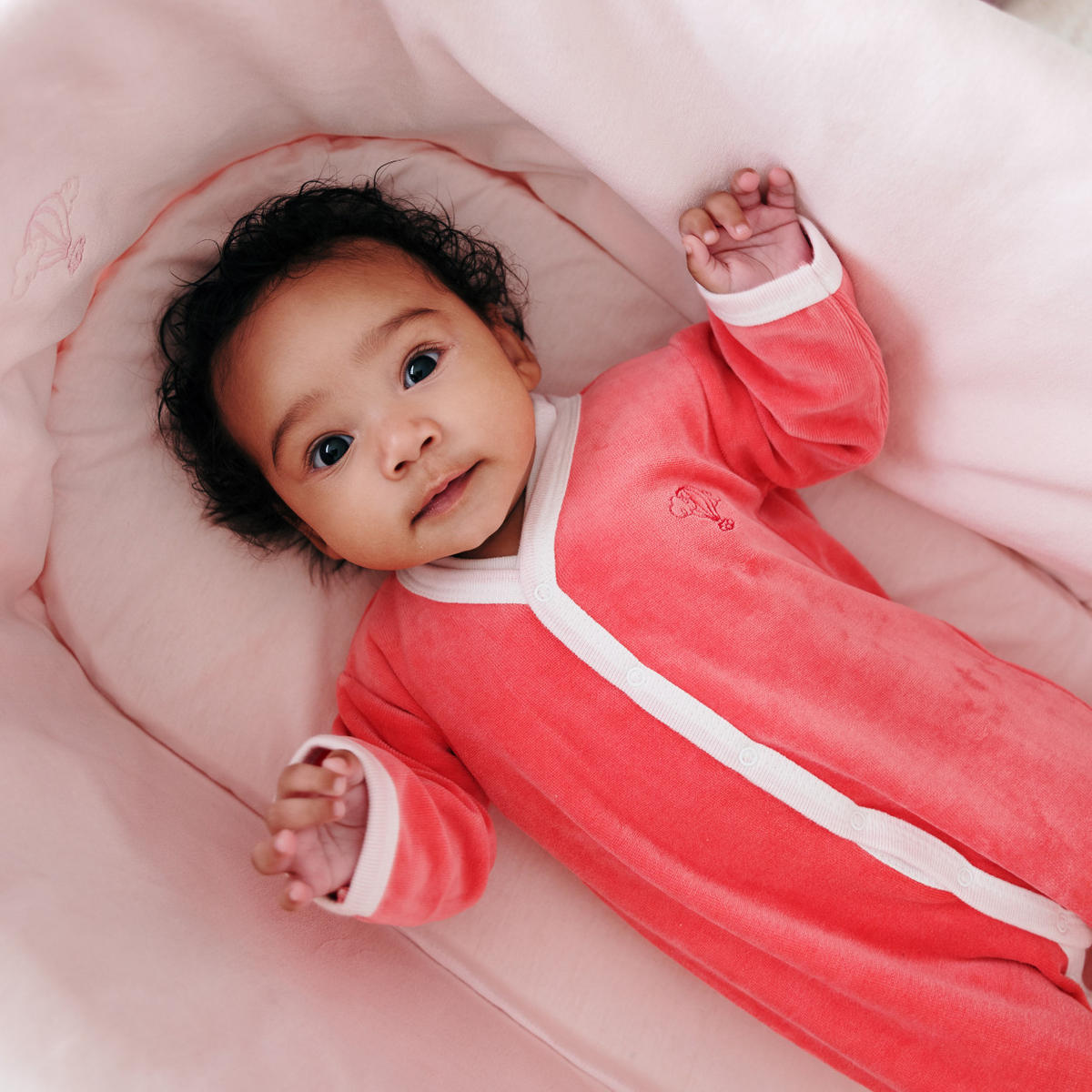 BABYTRAGEKORB Bio-Baumwolle rosa - Hellrosa, Naturmaterialien (29/78cm) - Premiers Moments