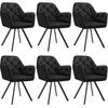 ARMLEHNSTUHL Drehbarer Samt 6er Set Lucia 58 x 58 x 87 cm schwarz - Schwarz, Kunststoff (58/87/58cm) - tectake