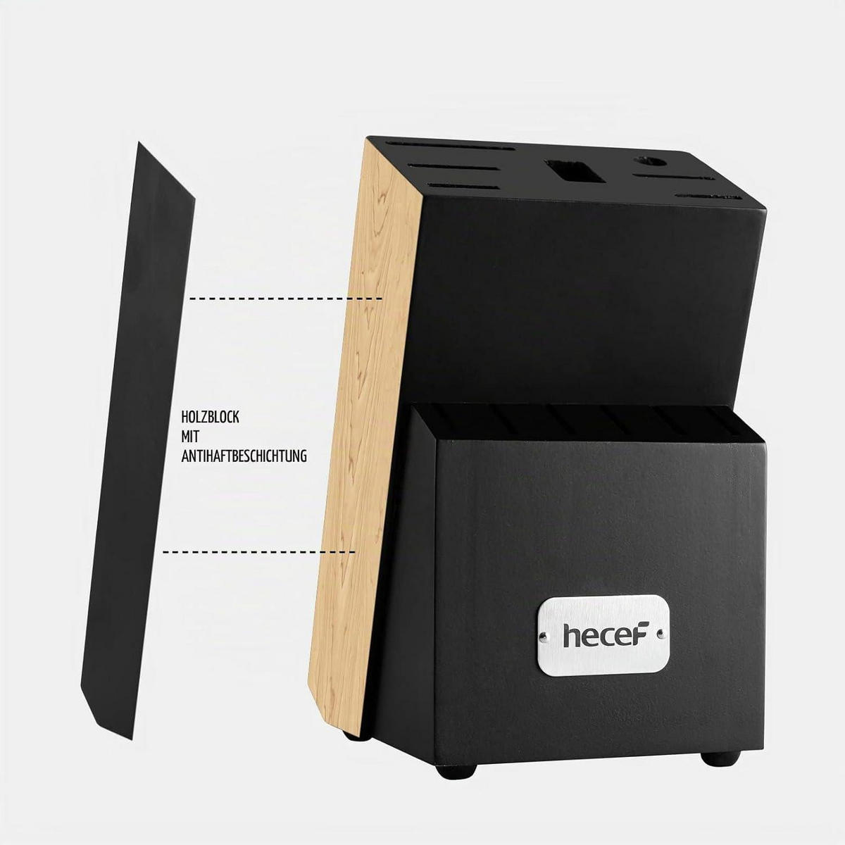 MESSERBLOCK Set 14-teilig Schwarz Holzblock Edelstahl - Schwarz, Holz