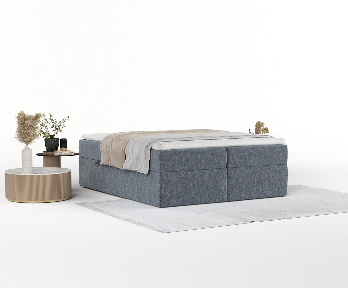 BOXBETT Yoko Blau 200/200 cm - Blau/Schwarz, Holz/Holzwerkstoff (200/200cm) - Maison de Reve