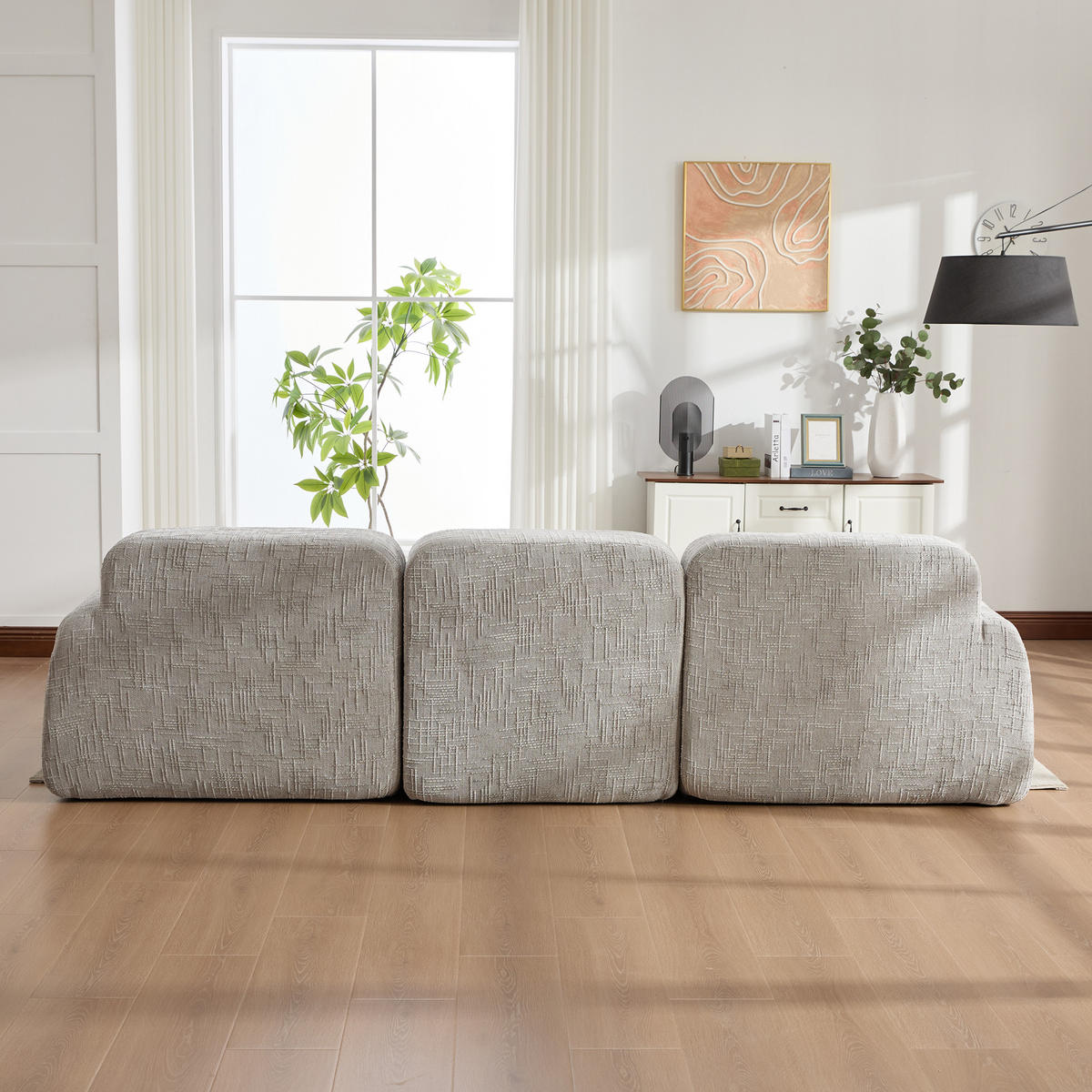 ECKSOFA 269.5/182.5/73 cm Grau mit beweglicher Fußhocker - Grau, Textil (182.5/269.5cm) - Oxeza