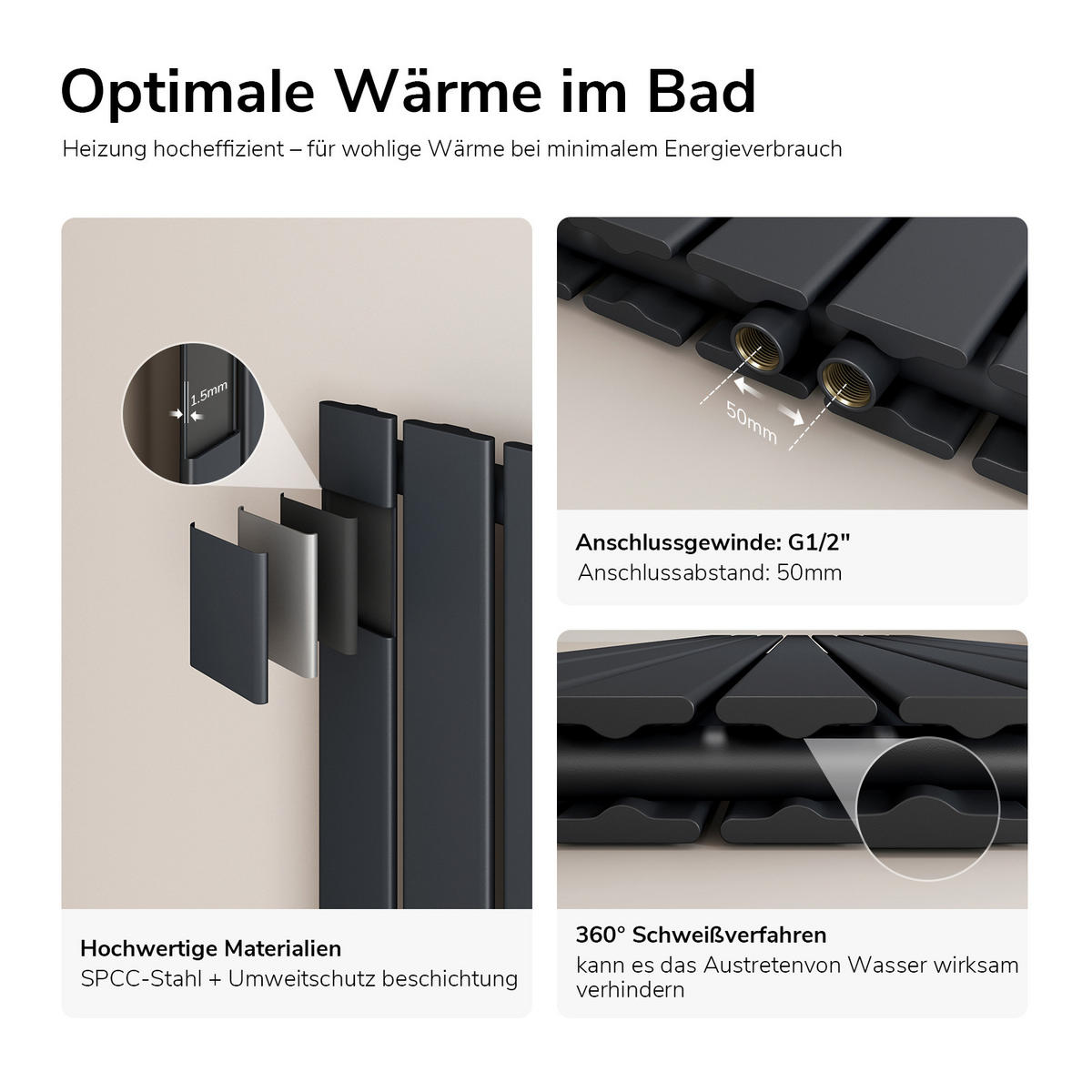 HEIZKÖRPER Flachheizkörper Anthrazit 60/30/6,3 cm - Anthrazit, Metall (30/60/6.3cm) - EMKE