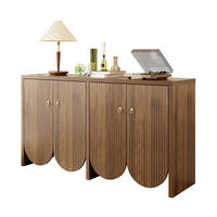SIDEBOARD 147/40/80 cm mit 4 Türen in Walnussoptik & Rillenfronten - Walnussfarben, Holzwerkstoff (147/80/40cm) - BEAOK