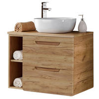 WASCHBECKENSCHRANK Luton-56 - Braun, Holzwerkstoff (81/76/46cm) - Lomado