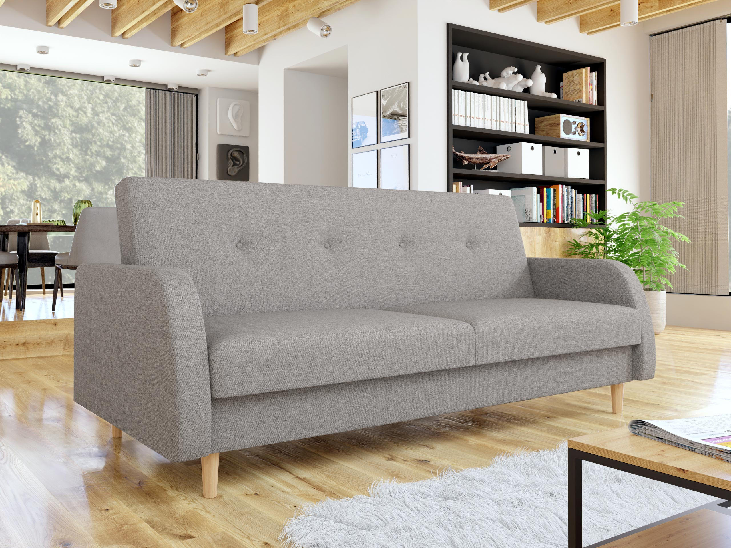 SCHLAFSOFA Inrgid - Naturfarben/Grau, Holz/Textil (216/89/87cm) - MIRJAN24