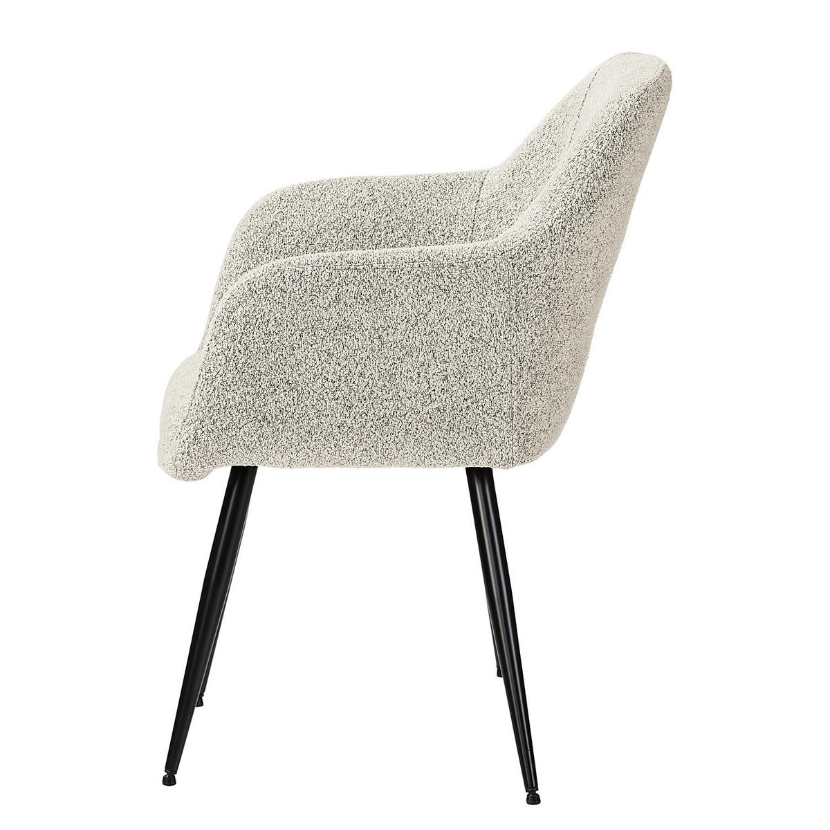 POLSTERSTUHL - Bouclé / Edelstahl, 2er-Set - Beige/Schwarz, Textil (56/84/47cm) - home24