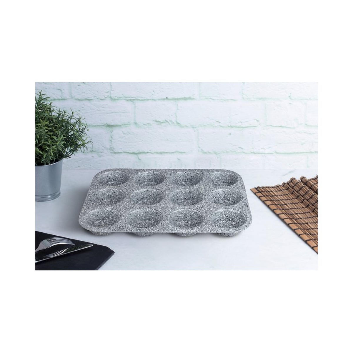BACKFORM für 12 Muffins 7828 - Grau, Metall (26/3/38cm) - Berlinger Haus