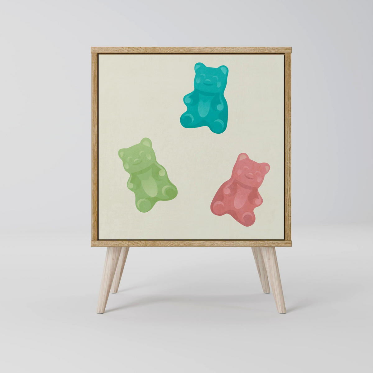 SIDEBOARD GUMMY BEARS, Grau, 57,5x42x57,5 cm, Ohne Füße - Multicolor/Grau, Holzwerkstoff (57.5/57.5/42cm) - SpaceRebels