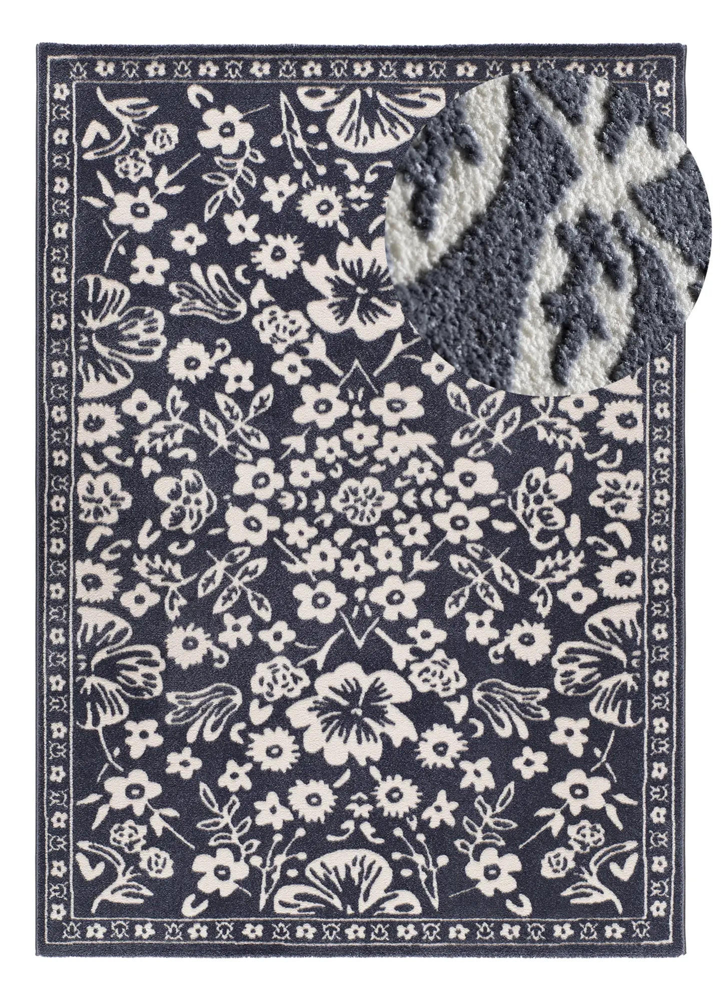 Atticgo Kurzflorteppich Blau, Creme 200x290 cm