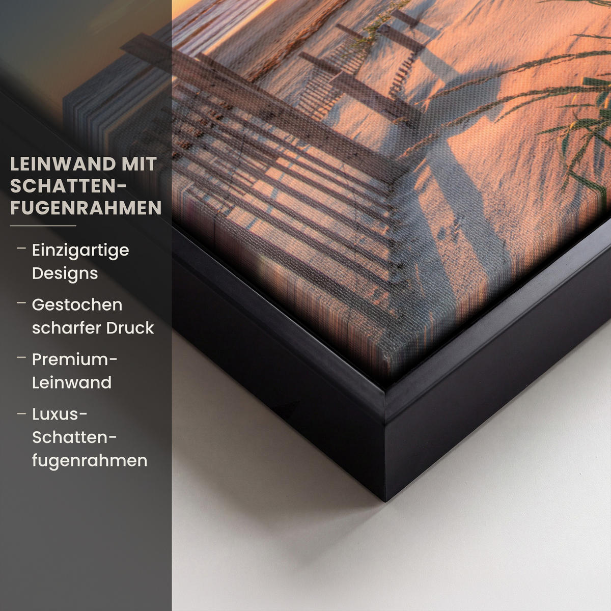 LEINWAND Bilder mit Rahmen - Strand - Meer - Düne - Sonnenuntergang - Landschaft - 30x20 - Beige, Textil (30/20cm) - MuchoWow