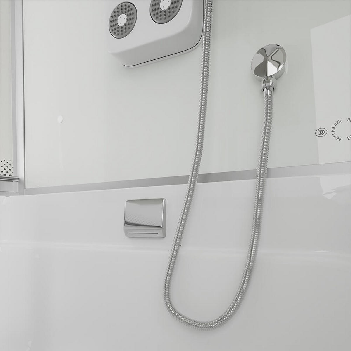 DUSCHKABINE ALLIN 2IN1 - Seitenauslage: Links, Farbe: Weiß - Weiß, Glas (90cm) - Home Deluxe
