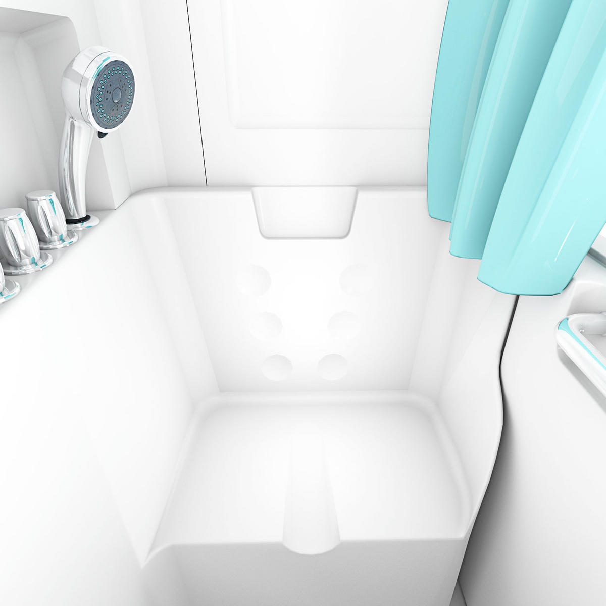 DUSCHE mit Sitzwanne und Tür S02D-TH-B-R - Weiß, Glas/Kunststoff (100/78/205cm) - AcquaVapore by Sandra Jentho