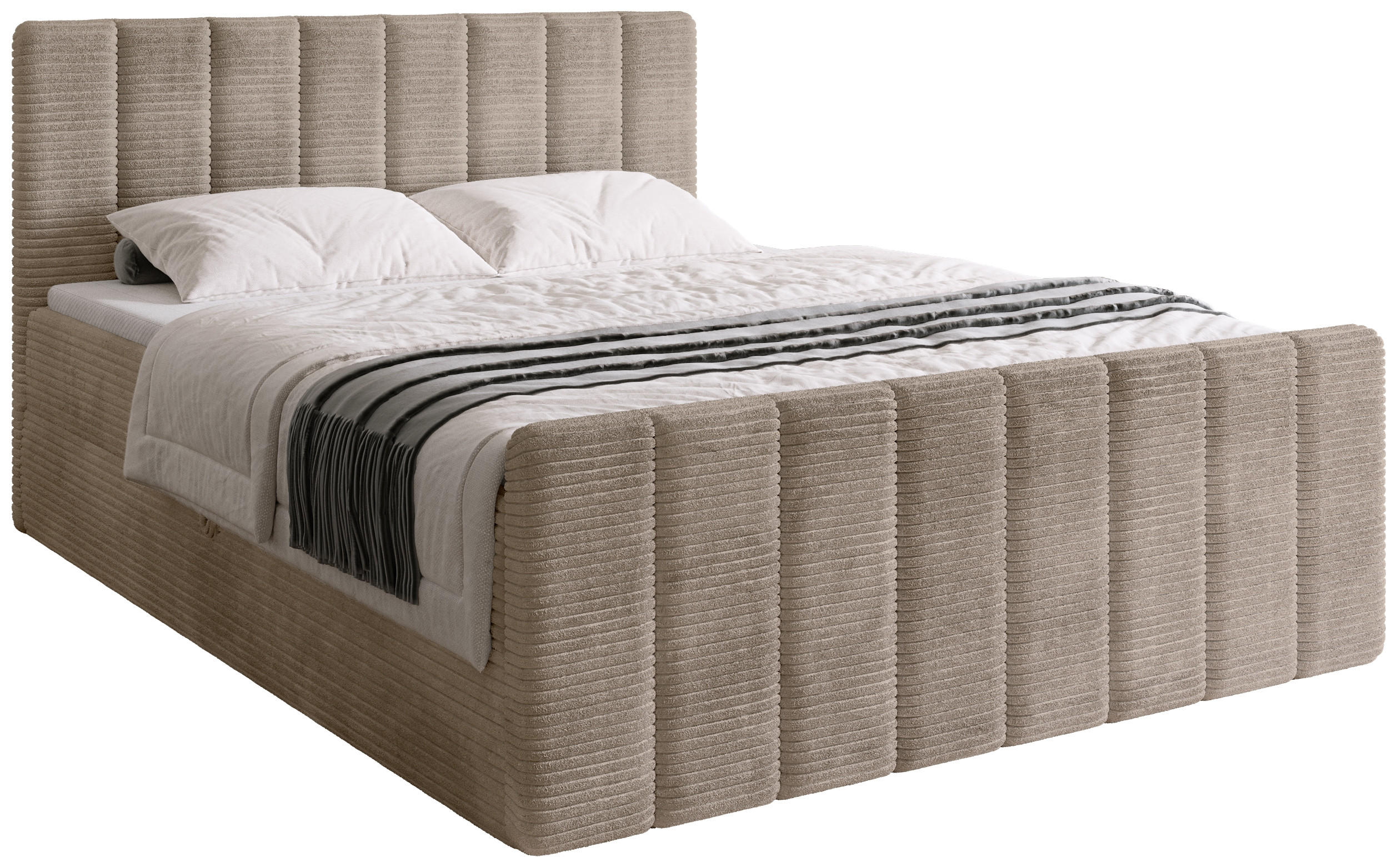 BOXSPRINGBETT Denver DUO mit Topper 160x200 Beige - Sahara, Textil (160/200cm) - Bromarkt