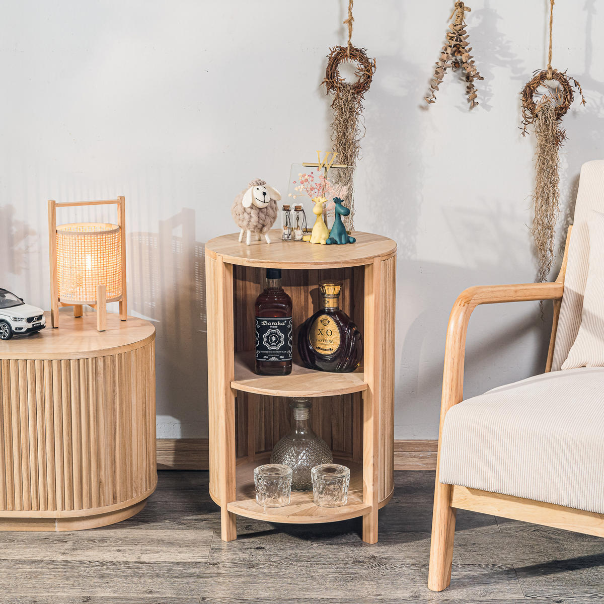 NACHTTISCH Rund Braun 40 x 40 x 63 cm - Braun, Holz (40/63/40cm) - Nordlys