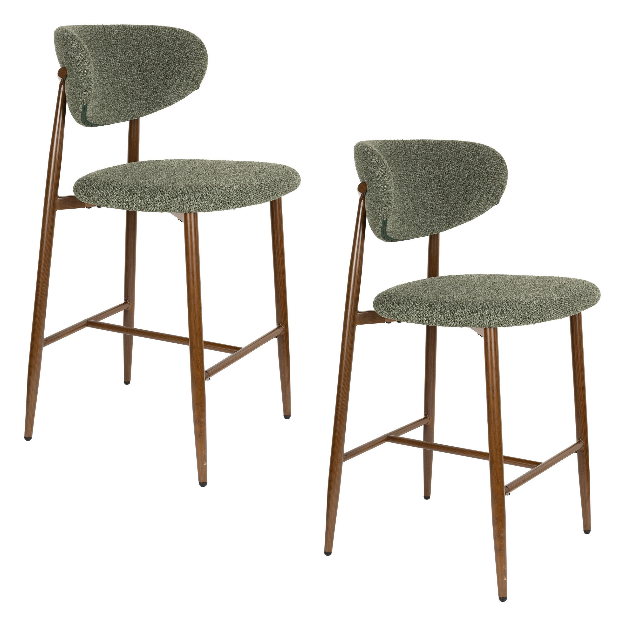 BARHOCKER Noor Rückenlehne 66 cm Grün - 2 er Set - Braun/Grün, Kunststoff (52/98/55cm) - Housecraft Living