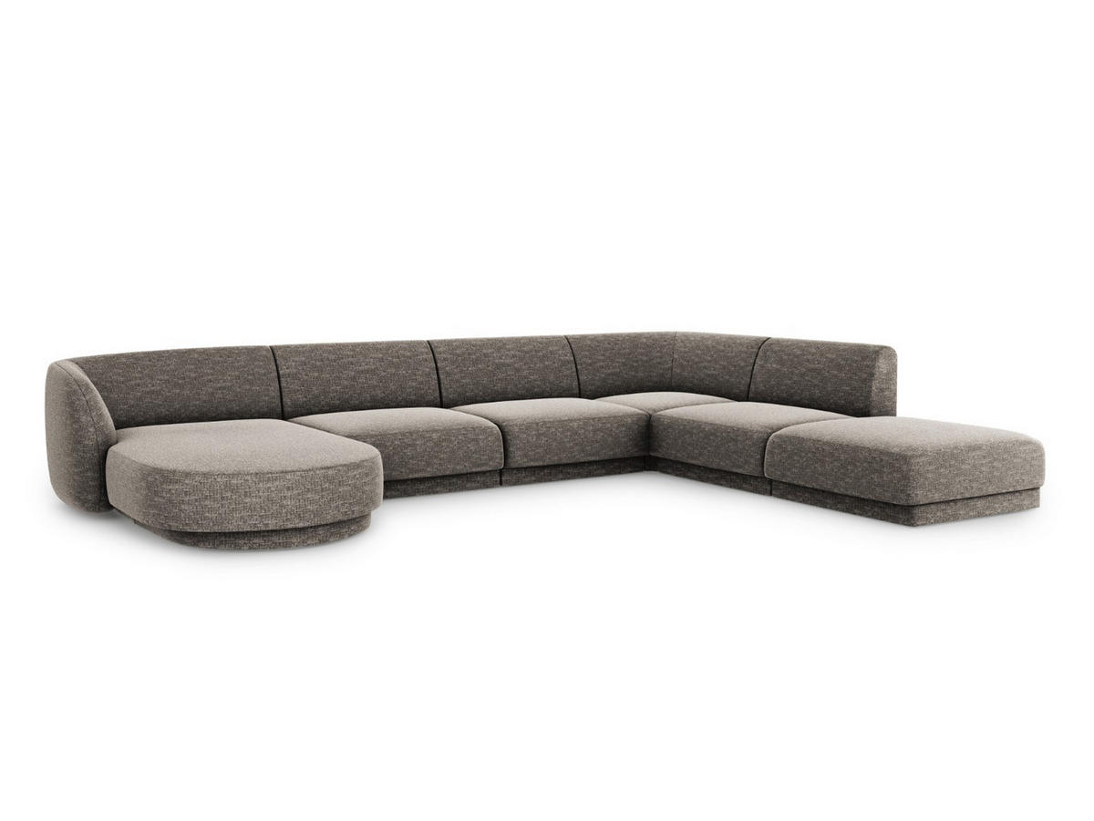 PANORAMASOFA rechts Miley aus Chenille-Stoff grau 6 Sitzplätze - Grau, Textil (255/70/330cm) - Micadoni