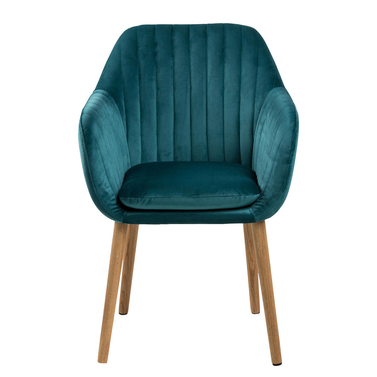 ARMLEHNENSTUHL - Textil / Massivholz - Eichefarben/Petrol, Eichenholz/Holz (57/83/61cm) - home24