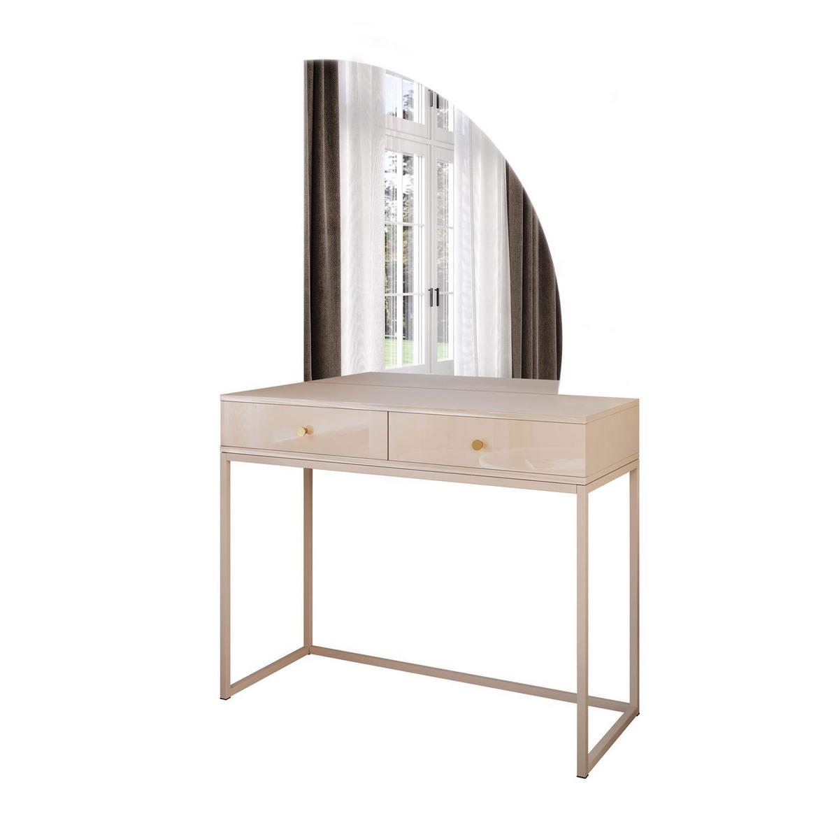 SCHMINKTISCH QUINNIE KASCHMIR mit LED-Spiegel rechts gold Griff - Kaschmir, Holzwerkstoff (100/175/42cm) - Lookway