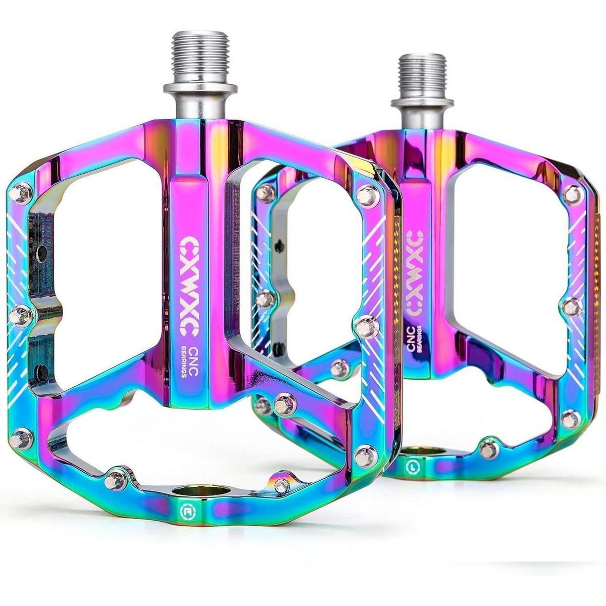 FAHRRADPEDALE 9/16 Zoll CNC Aluminium MTB Pedale mit Reflektoren Leichtgewichts Antirutsch Mehrfarbig - Multicolor, Metall (9/2/10cm)