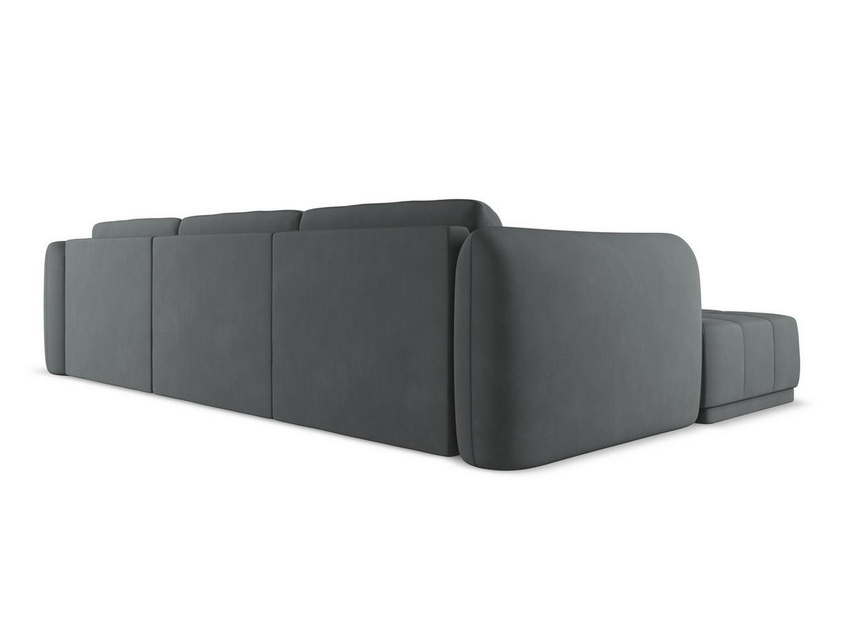 ECKSOFA Links Chenille Stoff Grau - Schwarz/Graphitfarben, Kunststoff/Textil (170/290cm) - Makamii