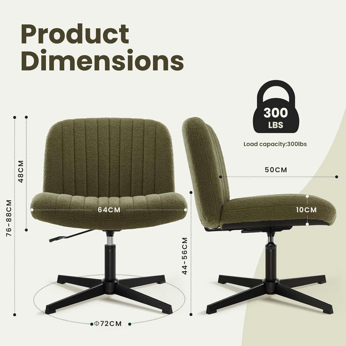 BÜROSTUHL ohne Rollen höhenverstellbar grün - Grün, Textil (76/65/49.5cm)